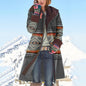 Women's Mid-length Printed Long Sleeve Woolen Cloth Coats