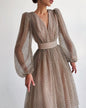 Elegant Lady Puff Sleeve Polka Dot Dresses