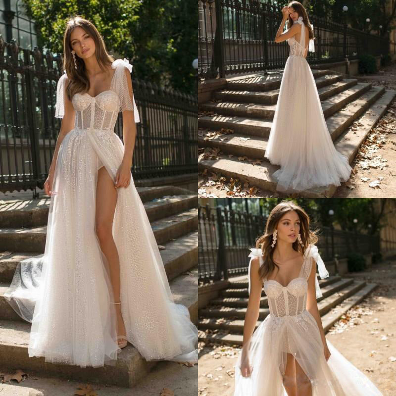 Women's Sexy Strap Backless Dress Split Wedding Dresses