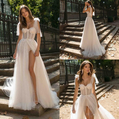 Women's Sexy Strap Backless Dress Split Wedding Dresses