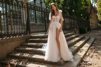 Women's Sexy Strap Backless Dress Split Wedding Dresses