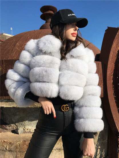 Women's Fur Lapels Imitation Fox Long Sleeve Coats
