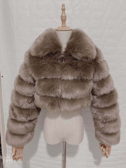 Women's Fur Lapels Imitation Fox Long Sleeve Coats