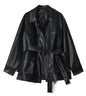 Women's Leather Spring Motorcycle Mid-length Retro Large Jackets