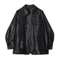 Women's Leather Spring Motorcycle Mid-length Retro Large Jackets