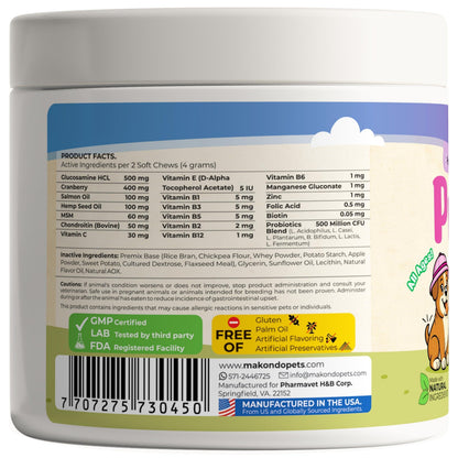 Dog Prenatal Vitamins 120 Soft Chews Multivitamin Folic Acid Zinc B Complex DHA & EPA Omegas and Probiotics Supplement for Pregnant Nursing Breastfeeding pet Mom & Puppy Vitamin Formula