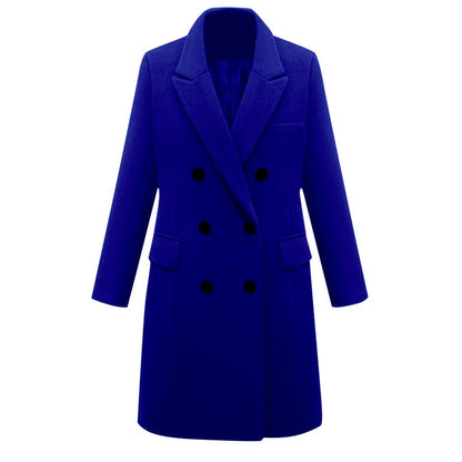Women's Classic Fashion Mid-length Woolen Double-breasted Coats