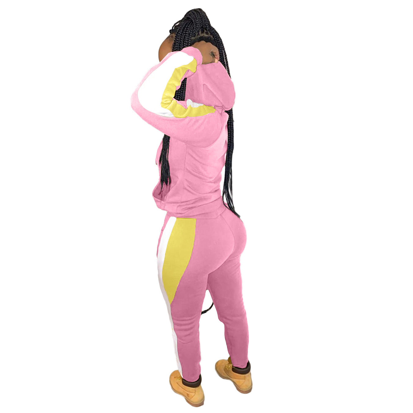 Women's Color Block Stitching Casual Hooded Zipper Suits