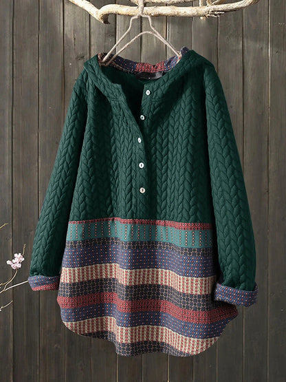 Women's Ethnic Print Long Sleeve Mid-length Mom Coats