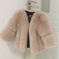 Women's Imitation Fur Fox Stitching Three-quarter Sleeve Coats