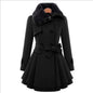 Women's Mid-length Woolen Double-breasted Thickened Color Coats