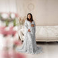 Deep Flared Sleeves Lace Loose Slit Wedding Dresses