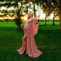 Deep Flared Sleeves Lace Loose Slit Wedding Dresses