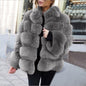 Women's Fur Imitation Fox Faux Slimming Stand Coats