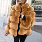 Women's Imitation Fur Fox Horizontal Stitching Artificial Coats