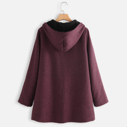 Women's Casual Fleece Thick Mid-length Hooded Coats