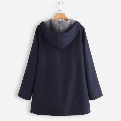 Women's Casual Fleece Thick Mid-length Hooded Coats