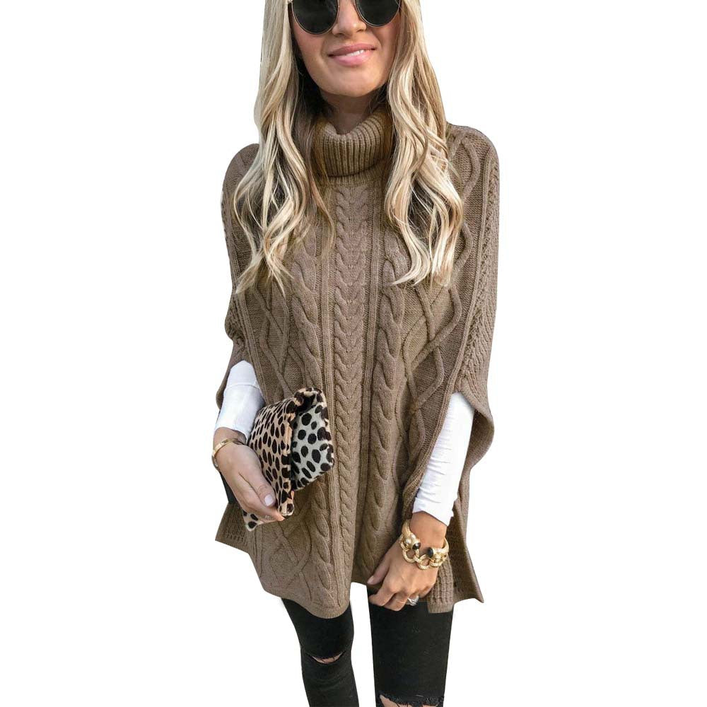 Street Hipster Pullover High Collar Slit Sweaters