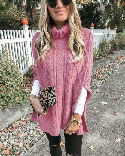 Street Hipster Pullover High Collar Slit Sweaters