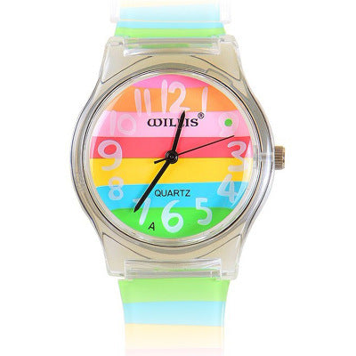 Striped student sports quartz watch