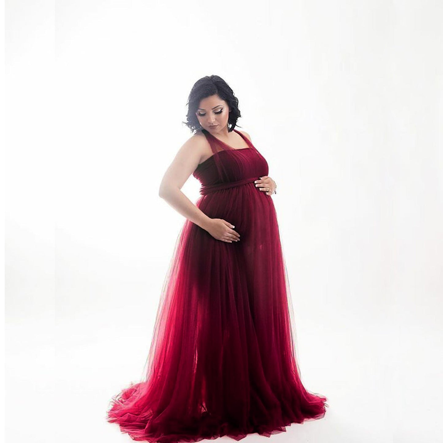 Women's Cotton Stitching Mesh Strap Mopping Long Dresses