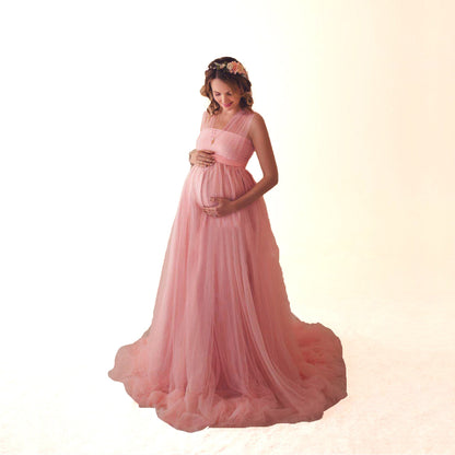 Women's Cotton Stitching Mesh Strap Mopping Long Dresses