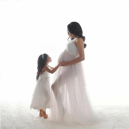 Women's Cotton Stitching Mesh Strap Mopping Long Dresses