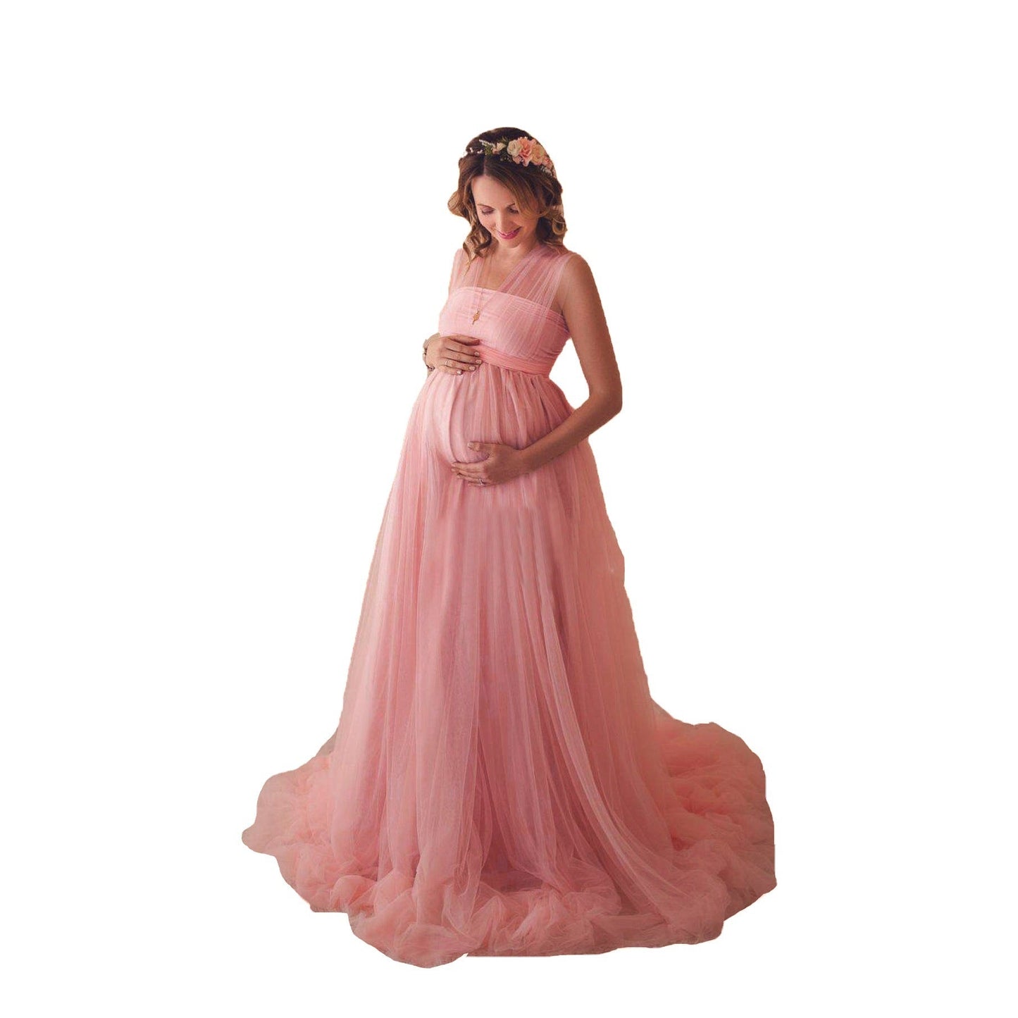 Women's Cotton Stitching Mesh Strap Mopping Long Dresses