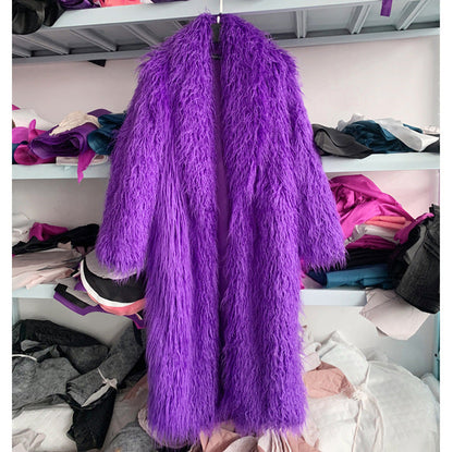 Fur Imitated Tibet Sheep Green Fruit Collar Over Coats