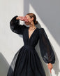 Color Elegant Lady Puff Sleeve Polka Dresses