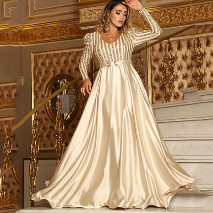 Women's Spring Deep V Large Swing Sexy Wedding Dresses