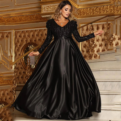 Women's Spring Deep V Large Swing Sexy Wedding Dresses