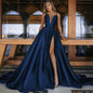 Women's Sexy Deep V Slit Dress Solid Color Wedding Dresses