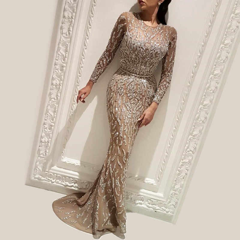 Women's Dress Gold Long Sleeve Fishtail Ball Wedding Dresses