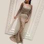 Women's Dress Gold Long Sleeve Fishtail Ball Wedding Dresses