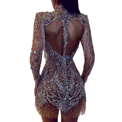 Women's Female Fashion Sequins Dress Long Sleeve Dresses
