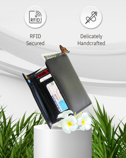 Vegan Leather Trifold Wallet – ID Window, RFID Blocking