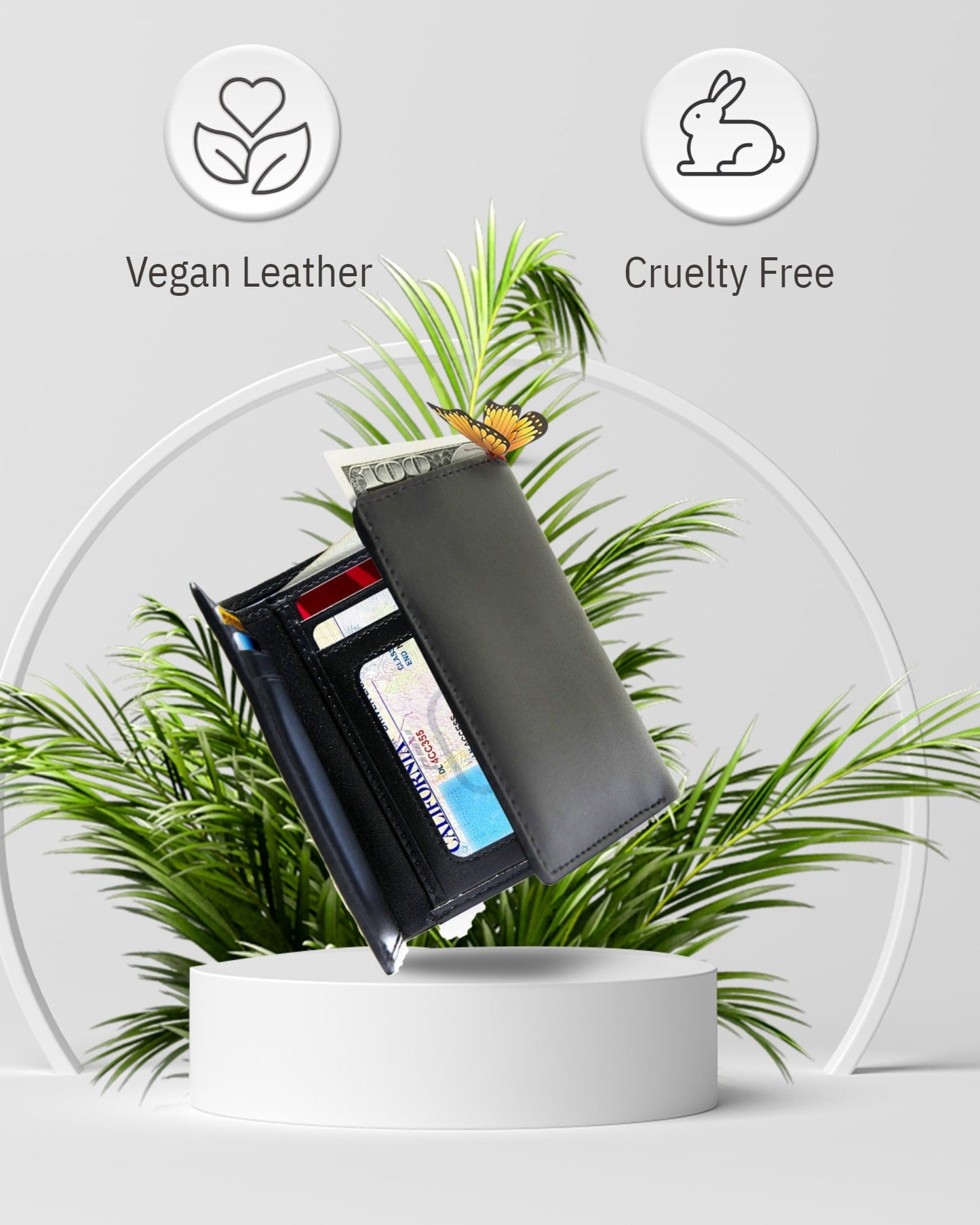 Vegan Leather Trifold Wallet – ID Window, RFID Blocking