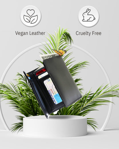 Vegan Leather Trifold Wallet – ID Window, RFID Blocking