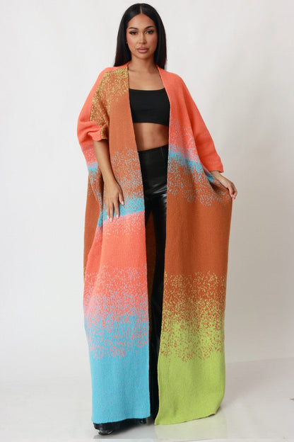 Ms. Sophisticated Cardigan- Orange/Multi
