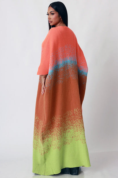Ms. Sophisticated Cardigan- Orange/Multi