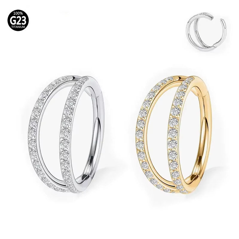 G23 Titanium Alloy Puncture Zircon Lip Ring Nose Ring