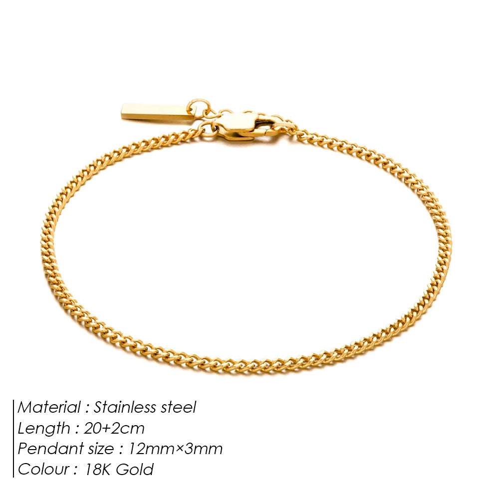 Stainless Steel Cuban Chain Mens Adjustable Fade-Proof Bracelet