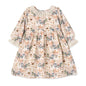 Vintage Floral Dress with Lace Collar Ruffles, Linen Blend