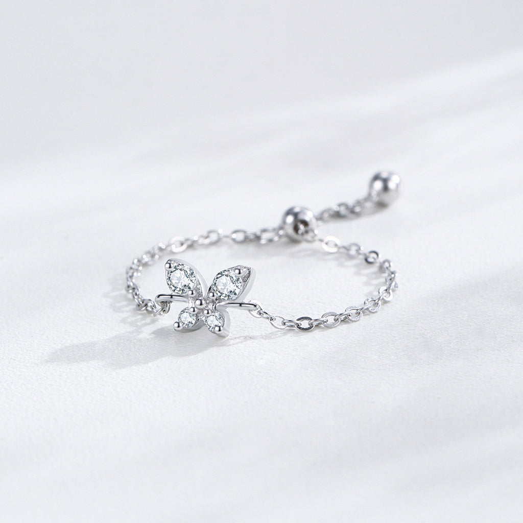 Adjustable INS Ring With Lively Butterfly