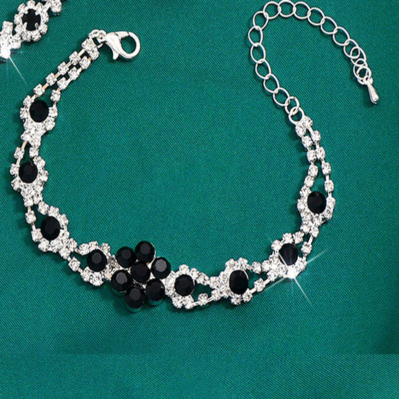 High-grade Crystal Gem Women's Water Drop Necklace Ear Stud Bracelet Ring