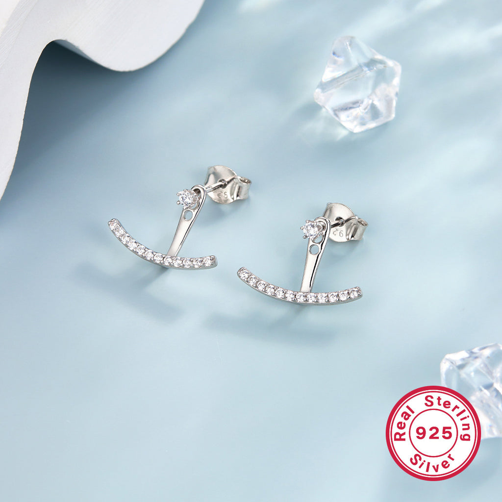 Earrings Simple Special-interest Design French Diamond-embedded Smile Earrings