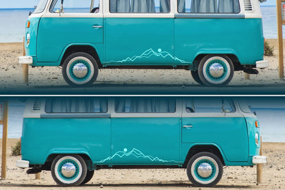 Mirrored Pair of Line Art Mountains Vinyl Decals | 273P