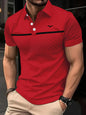 Men's Slim-Fit Printed Lapel Short-Sleeve Polo Shirt