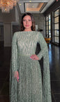 Nilah Modest A-Line Embellished Cape Sleeve Dress